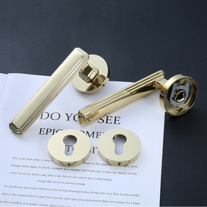 Manija de Puerta Jiehao, Latón Electrochapado en Oro, Ambidiestra, Fácil Instalación, Cerradura para Puerta Interior FT01-15 - Product Image 1