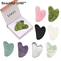 Gua Sha personnalisé avec logo, 100% jade vert Xiuyan naturel, pierre Gua Sha originale, masseur facial Gua Sha
