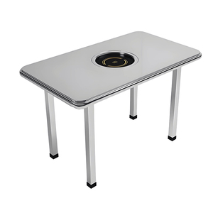 Juego de restaurante de comida rápida Pizzería y hamburguesa Mesa de comedor de acero inoxidable con silla de comedor y tarjetero para sofá - Product Image 4