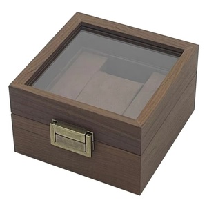 Black Walnut Square Wooden Single <b>Watch</b> Box-Luxury Gift Packaging Storage <b>Case</b> with Display Lid Shock Resistant & Eco-Friendly - Product Image 3
