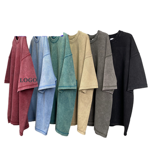 Camiseta de Algodón 100% para Hombre, Lisa, Teñida, de Punto, con Estampado, Corte Regular, Estilo Vintage, Hip Hop, Streetwear, con Logotipo Personalizado, al por Mayor - Product Image 2