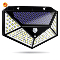Lampe solaire à 100 LED avec 12 heures d'éclairage, lampe murale moderne décorative pour extérieur, jardin