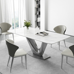 <span class=keywords><strong>Table</strong></span> à manger en pierre frittée de luxe simple mais légère <span class=keywords><strong>table</strong></span> design originale pour le dîner adaptée à un environnement domestique confortable - Product Image 4