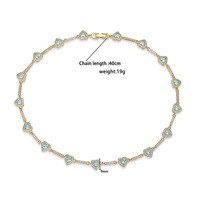 Collier en cuivre couleur zircon en forme de cœur avec chaîne en bambou, plaqué or 18 carats, pour femme, bijoux haut de gamme de niche, idéal pour les soirées