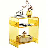 Table d'appoint moderne en acrylique avec étagère de rangement, table pour tourne-disque, table d'appoint transparente, table de chevet, meubles de salon, meubles de maison