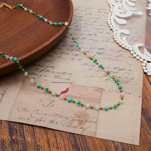 Women's Zinc Alloy Beaded Necklace And <b>Bracelet</b> <b>Set</b> Green And White Colorful Jewelry Gift For Summer Fashion - Product Image 1