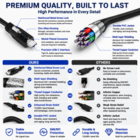Cable USB 3.2 Gen 2x2 Tipo C LUNG KAY de 100W 5A con Bloqueo de un Solo Tornillo, Cable Seguro de Alta Velocidad de 20Gbps para Cámara Industrial y Realidad Virtual