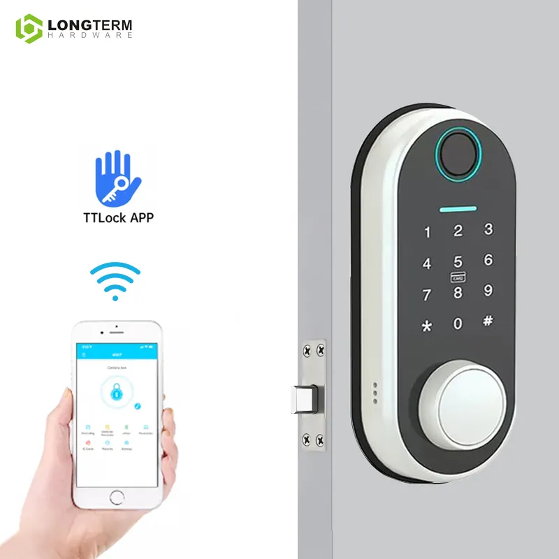 Chiavistello intelligente serratura della porta anteriore digitale di sicurezza WiFi serratura biometrica impronta digitale serratura della porta con la chiave della carta di Alexa