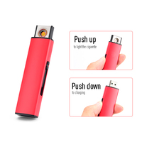 Briquet USB Briquet environnemental Coupe-vent Push-pull Électronique Rechargeable Briquet Cigarettes Portable Mince Style Métal