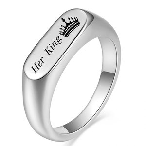 His Queen Crown <b>Ring</b> 6mm Gold Oval <b>Couple</b> Engagement Jewelry Unisex - Product Image 3