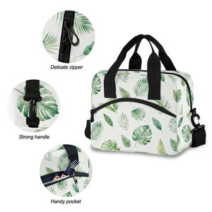 Botanical Leaf Lunch Bag for Women - 10L <b>Large</b> Insulated Cooler Tote with Adjustable Shoulder Strap, Tropical <b>Plant</b> Print Lunchb - Product Image 5