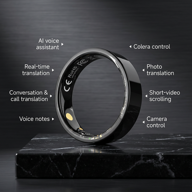OEM Intelligent Waterproof Photo Translation Finger SmartRing Smart Ring AI Intelligent Voice Notes Ring