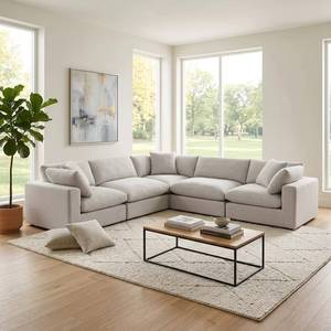 Conjunto Seccional Modular Reversible en Forma de L con Cubierta de Tela, Respaldo Acolchado y Función de Sofá Cama, Apto para Muebles del Hogar - Product Image 6