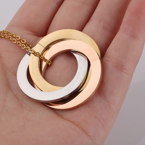 Wholesale Stainless Steel Multi Tricolor Custom Blank Engraving Hoop <strong>Russian</strong> <strong>Rings</strong> Pendant <strong>Necklace</strong> - Product Image 1