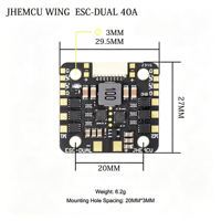JHEMCU WING ESC-DUAL 40A BLHELI_S 2in1 ESC 2-6S LiPo avec BEC intégré et ampèremètre pour avion RC à double moteur à aile fixe