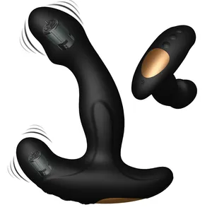Próstata Massageador Butt Plug Vibrador Dual Motor Homens Masculino Sex Toys 12 Speed Smooth Silicone Dildo Anal Plug