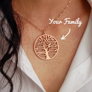 <span class=keywords><strong>Collier</strong></span> personnalisé en acier inoxydable avec arbre de vie et nom, <span class=keywords><strong>collier</strong></span> avec lettre personnalisée pour la Saint-Valentin/Fête <span class=keywords><strong>des</strong></span> Mères, cadeau de bijoux - Product Image 1