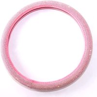 Accessoire de volant automatique en cuir de diamant de cristal Rhinestone Roue Bling de 15 pouces Décoration intérieure universelle pour voitures