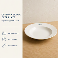 Lot de Plats Profonds en Porcelaine Blanche – Assiettes Rondes pour Pâtes de 9, 10 et 12 Pouces pour Hôtels et Restaurants – Vaisselle Personnalisable avec Logo