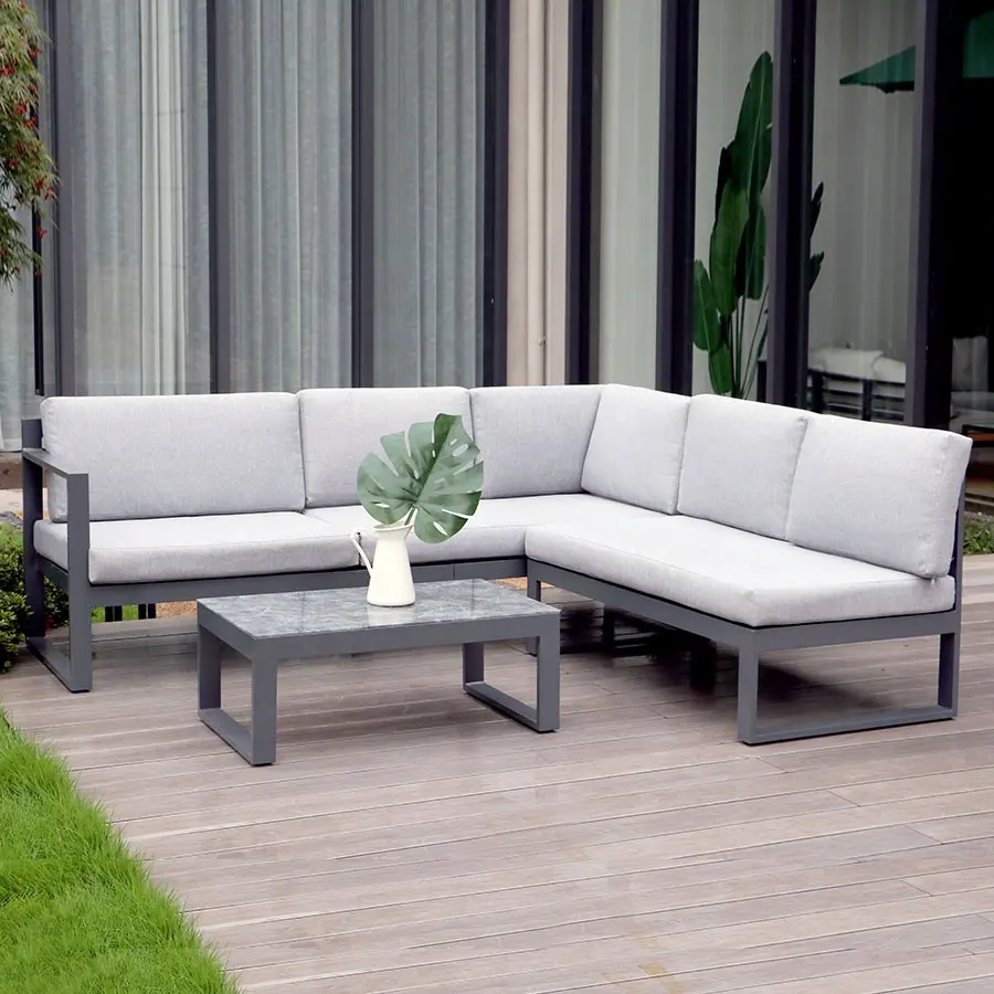 XY, la mejor silla moderna de 4 piezas para exteriores, juego de sofás de aluminio sin brazos, muebles de jardín de gran venta