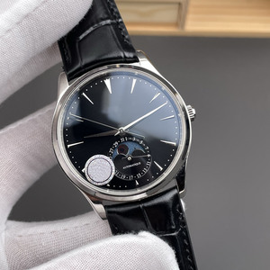 Montre mécanique de luxe rétro classique Jaegeer, bracelet en cuir, maître des phases lunaires, montre mécanique automatique en acier - Product Image 2