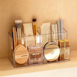 Transparent Cosmetic Organizer Storage Box For Makeup <b>Brushes</b> Lipsticks Powder Puffs Desk Vanity Cabinet Shelf Plastic Makeup - Product Image 1