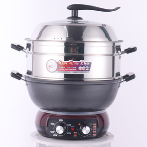 <b>Electric</b> Hot Pot Multi-Functional <b>Steamer</b> Stewer Fryer 400C Heating Round Design For Home Cooking - Product Image 2
