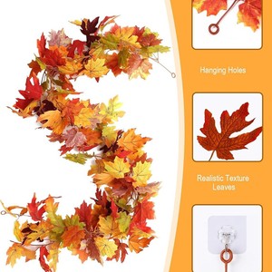 Guirlande de feuilles d'érable artificielles printemps-automne, 1 paquet, décoration pour Halloween et la fête des récoltes - Product Image 4