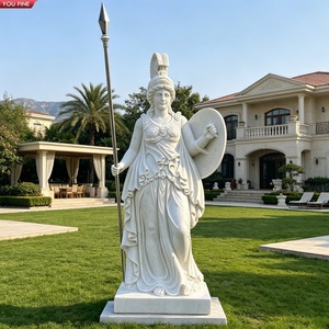 YOUFINE Statue classique en marbre blanc Athéna, déesse <span class=keywords><strong>grecque</strong></span> avec lance et bouclier pour jardin - Product Image 2