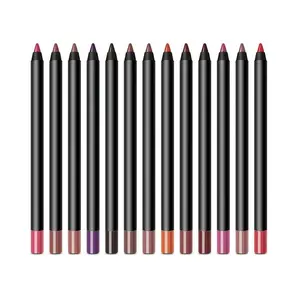 Kualitas tinggi kosmetik tahan lama 13 warna Lipliner pensil Nude lipstik tahan air Makeup coklat Matte garis bibir