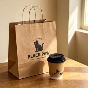 Bolsa de Papel Kraft Marrón Económica, Reciclada, con Asas Retorcidas, Impresa con Logotipo Personalizado, para Compras, Café y Bebidas - Product Image 1