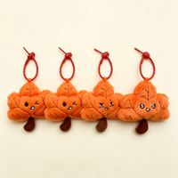 Porte-clés en peluche feuille d'érable douce, motif dessin animé mignon, tendance automne, pour sac à dos et sac à main