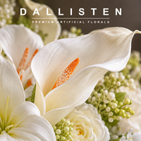 Bouquet de mariée en cascade Dallisten en soie artificielle blanche, avec lys, calla, rose et brins de perles pour fleurs de mariage