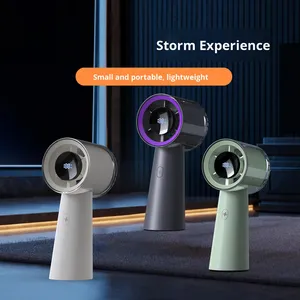 Mới Cầm Tay Ba Tốc Độ Cao Tốc Độ Fan Động Cơ Không Chổi Than Tuabin Hiển Thị Kỹ Thuật Số Xách Tay Có Thể Sạc Lại Pin Quạt Máy Tính Để Bàn - Product Image 2