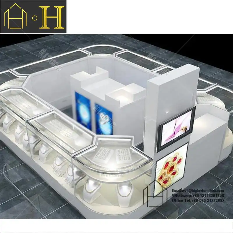 Custom Shopping Mall Jewelry Kiosk Layout Design Showcase retail display counters Display Stand Shop Furniture For Jewelry Kiosk