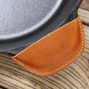 蔬菜鞣革锅提手盖炊具皮革铸铁煎锅提手盖2件套 - Product Image 4