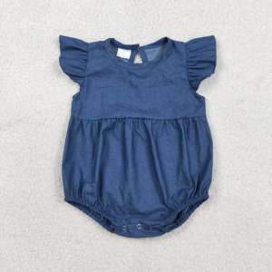 SR3734 rts Mono de manga volante para bebé niña, color azul marino, venta al por mayor, conjunto de mono para niña - Product Image 1