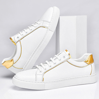 Baskets Blanches Décontractées Légeres en Cuir de Vachette à Enfiler pour Hommes avec Logo Personnalisé Imprimé en 3D