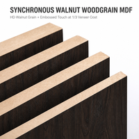 Panneau MDF mélaminé à grain de noyer synchrone, panneau de fibres texturé pour meubles et armoires modernes sur mesure