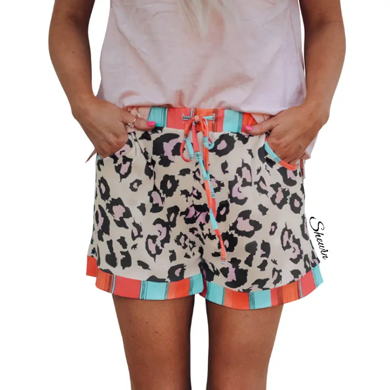 Hot Sale Summer Fashion Ladies Casual Shorts Womens Pants Summer Printed Drawstring Women Short Pants