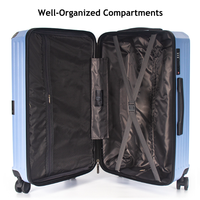 Valise rigide moderne légère en ABS PC avec serrure TSA, roues silencieuses pivotantes, doublure en polyester, pour bagages à main ou à roulettes