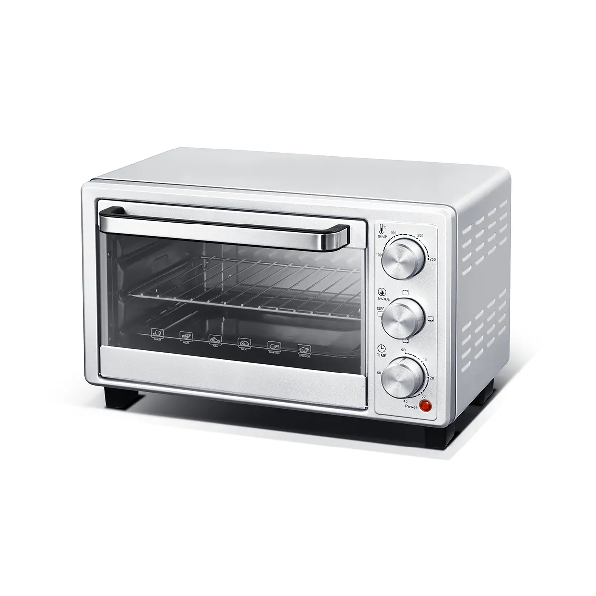 Ev 16L 4 dilim tost makinesi fırın, taşınabilir elektrikli Pizza fırını, paslanmaz çelik ısıtma elemanı fırın mutfak aletleri.