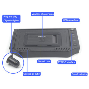 Para <span class=keywords><strong>Honda</strong></span> 2023 <span class=keywords><strong>HEV</strong></span> 2024, cargador inalámbrico Qi para coche, adaptador de placa de teléfono móvil rápido de 15W QC3.0 tipo C, accesorios de piezas de Metal - Product Image 2