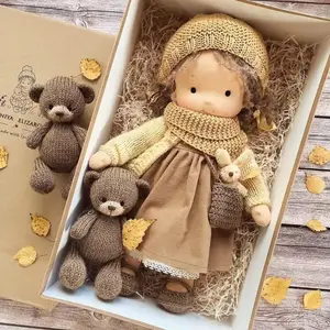 Vinyl Material Waldorf Style Soft Blonde Long Hair Girl Baby Doll with 12 Inch Detachable Handwork Gifts Waldorf Doll