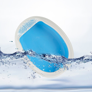 กระบะทรายแมวทรงรี สีชมพู สีฟ้า วัสดุ PP พร้อมที่ตักสำหรับแมว - Product Image 2