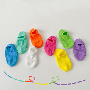 Chaussettes invisibles en coton pour enfants antidérapantes été couleur unie mode filles enfants cheville mince pantoufle chaussettes de bateau courtes - Product Image 5