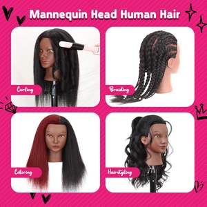 หัวหุ่นทำจากผมแท้บราซิล 100% ความยาว 16 นิ้ว สำหรับฝึกทำผมและถักเปีย ทำด้วยมือ - Product Image 5