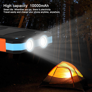 <span class=keywords><strong>Chargeur</strong></span> <span class=keywords><strong>solaire</strong></span> sans fil avec 2 lampes LED, 10000mAh, batterie externe Portable, Power Bank - Product Image 6