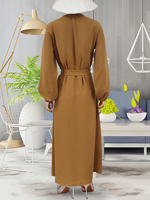 Robe Abaya Longue Plissée en Polyester Tricoté pour Femme, Style Moderne Musulman Arabe, Modeste, Égyptienne, Turque, Moyen-Orient, Dubaï, Collection 2025 – Prix Abordable