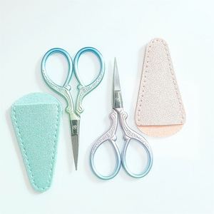 Colorful Simple Stainless Steel Embroidery Scissors <b>Sewing</b> Accessory for Crafting and Needlework with Leather Cover - Product Image 1